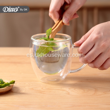 Taza de café expreso de pared doble transparente aislada personalizada de lujo